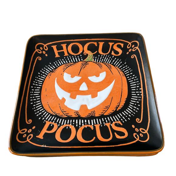 Eli + Ana Halloween HOCUS POCUS HAUNTED PUMPKIN Ceramic Salad Plates 4pc NEW - Picture 9 of 13